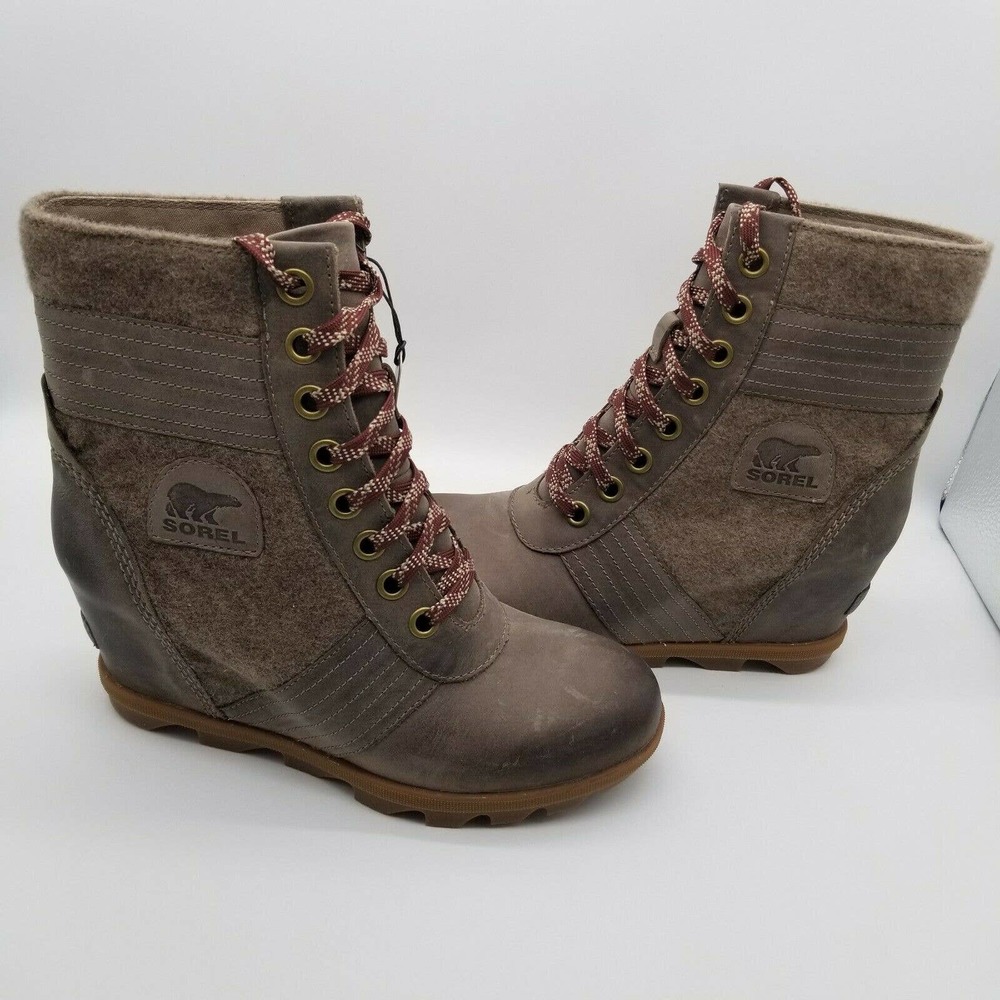 Sorel Women's Lexie Wedge Khaki II Winter Ankle Boots NL3778-297 Size 10 - Picture 3 of 11